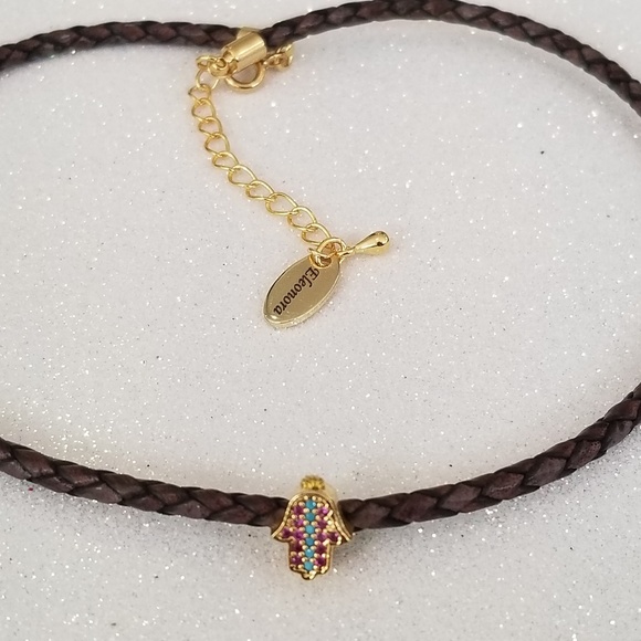 Antique brown leather braided choker necklace - Picture 6 of 7